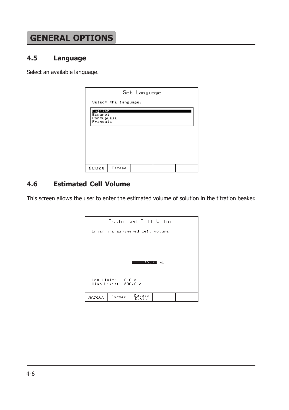 General options | Hanna Instruments HI 903 User Manual | Page 56 / 222