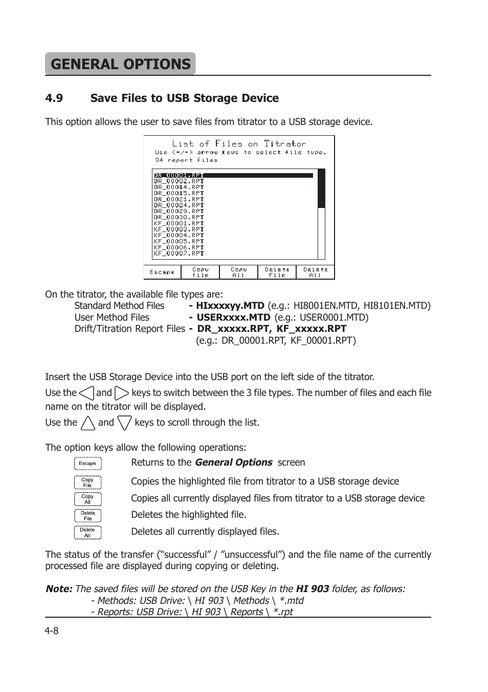 General options | Hanna Instruments HI 903 User Manual | Page 58 / 222