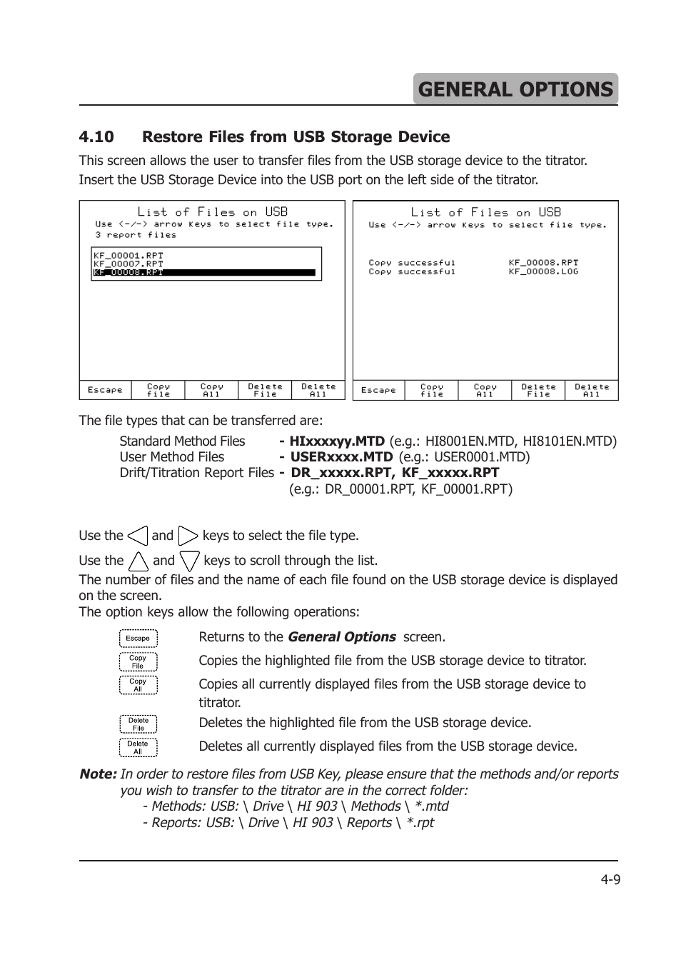 General options | Hanna Instruments HI 903 User Manual | Page 59 / 222