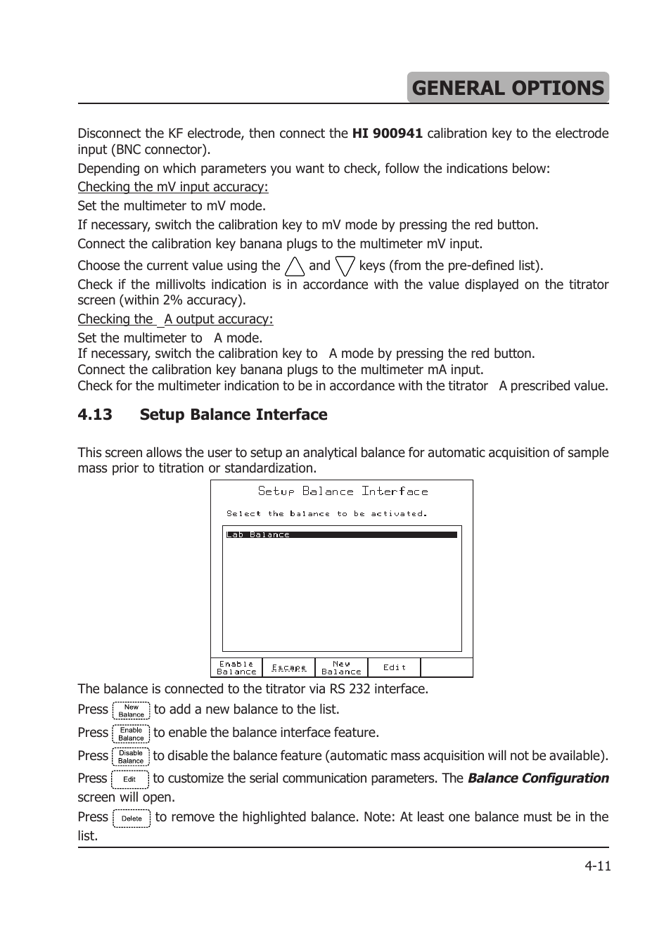 General options | Hanna Instruments HI 903 User Manual | Page 61 / 222