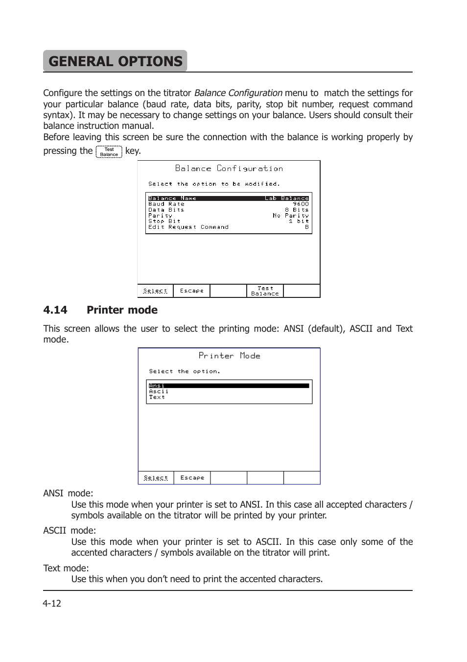 General options | Hanna Instruments HI 903 User Manual | Page 62 / 222