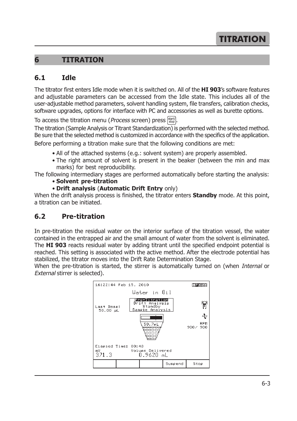 Titration, 6titration | Hanna Instruments HI 903 User Manual | Page 95 / 222