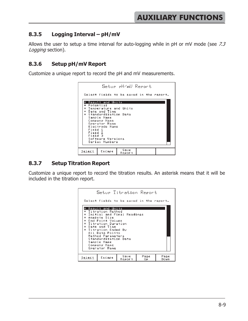 Auxiliary functions | Hanna Instruments HI 901 User Manual | Page 109 / 148