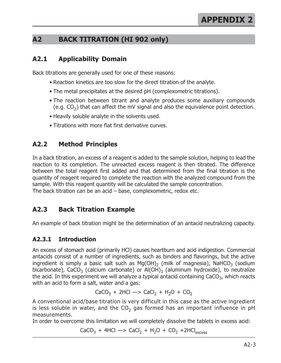 Appendix 2, A2 back titration (hi 902 only) | Hanna Instruments HI 901 User Manual | Page 129 / 148