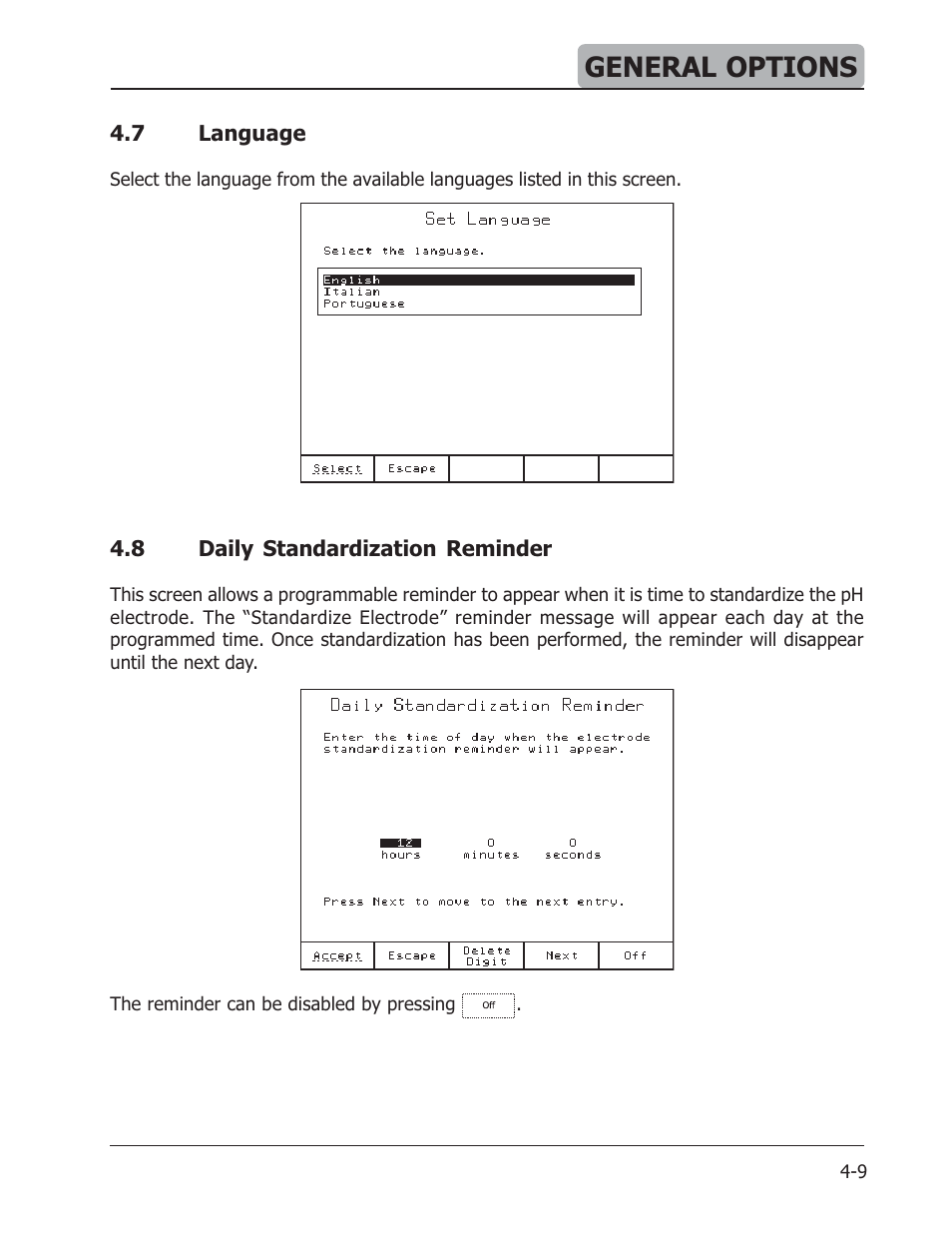 General options | Hanna Instruments HI 901 User Manual | Page 35 / 148