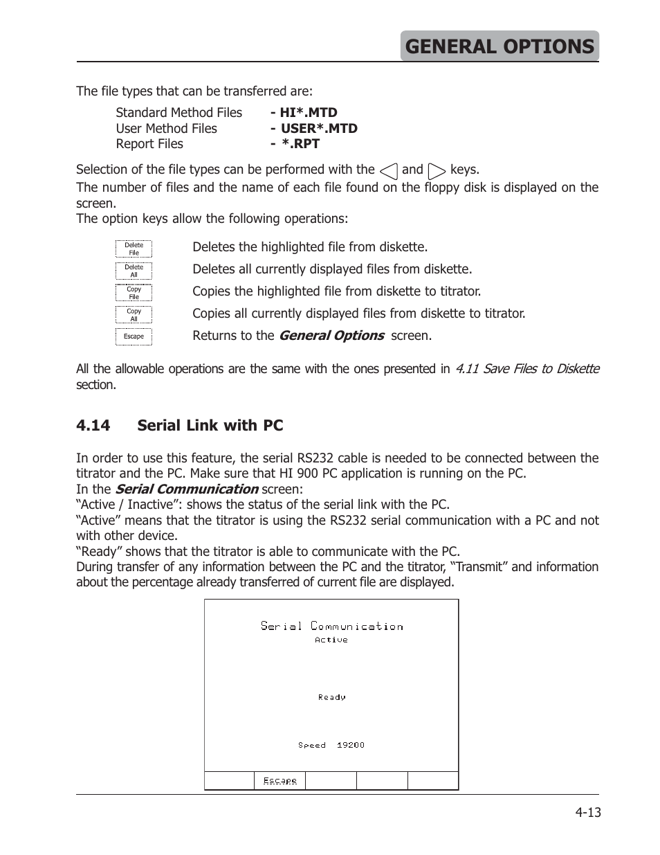 General options | Hanna Instruments HI 901 User Manual | Page 39 / 148