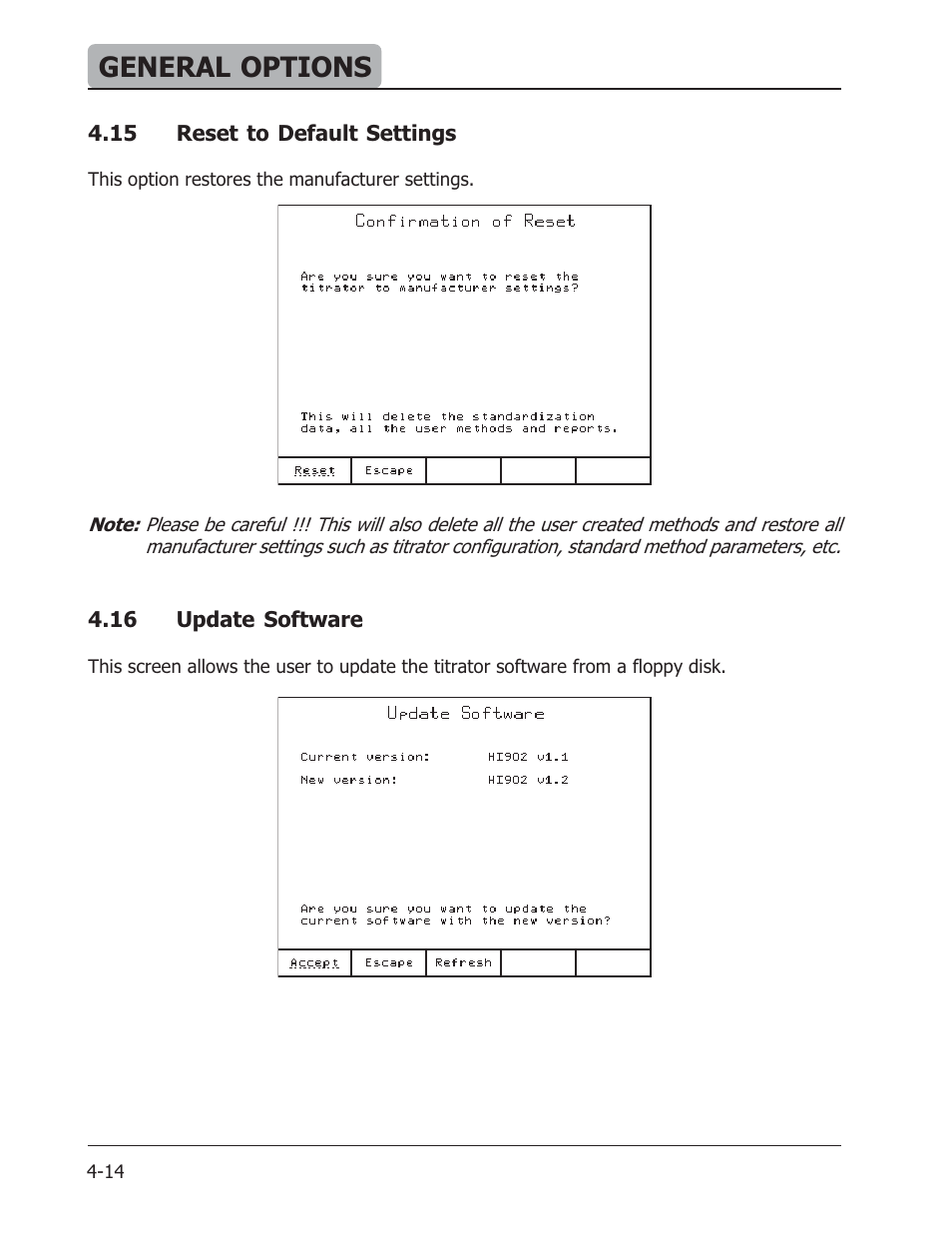 General options | Hanna Instruments HI 901 User Manual | Page 40 / 148