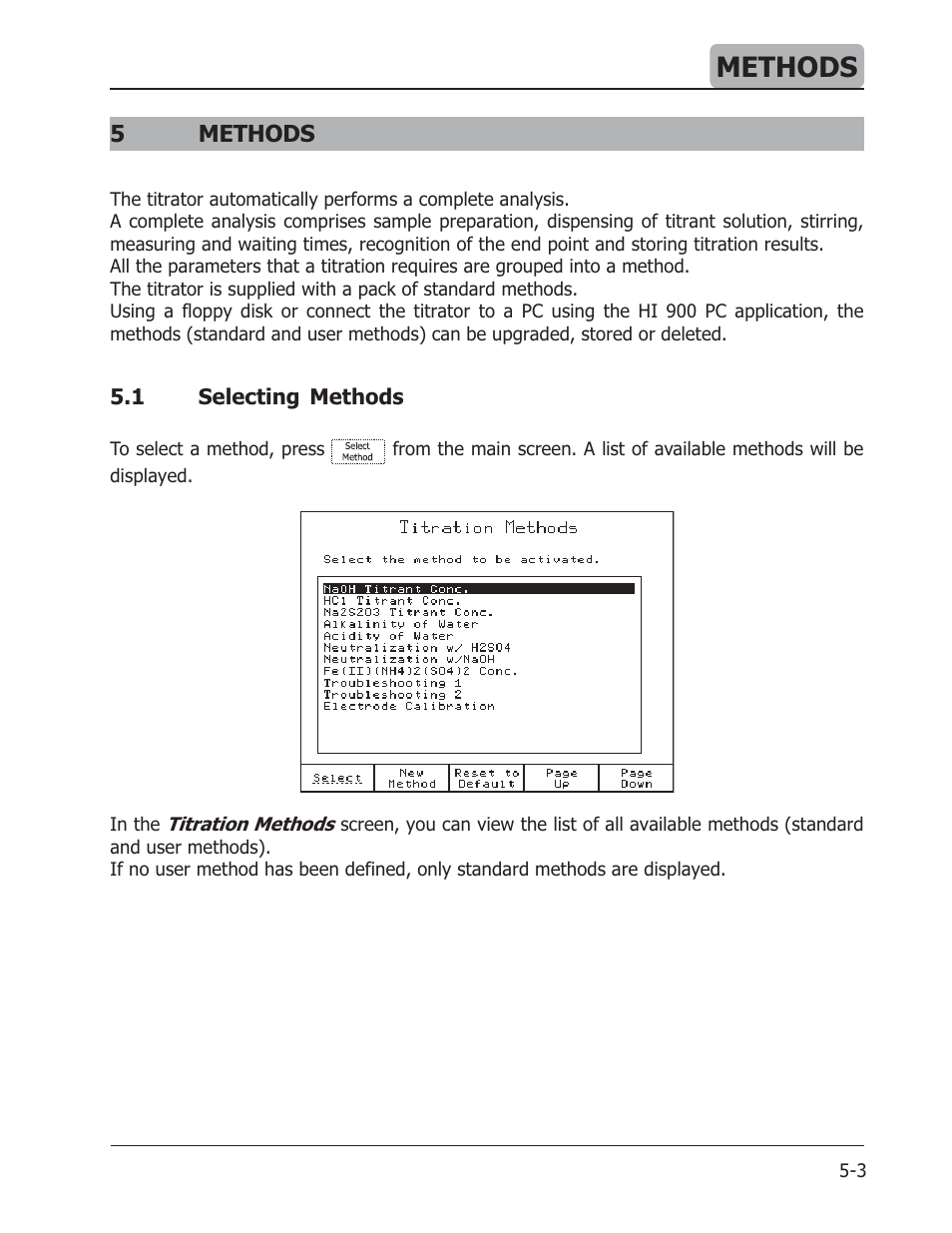 Methods, 5methods | Hanna Instruments HI 901 User Manual | Page 43 / 148