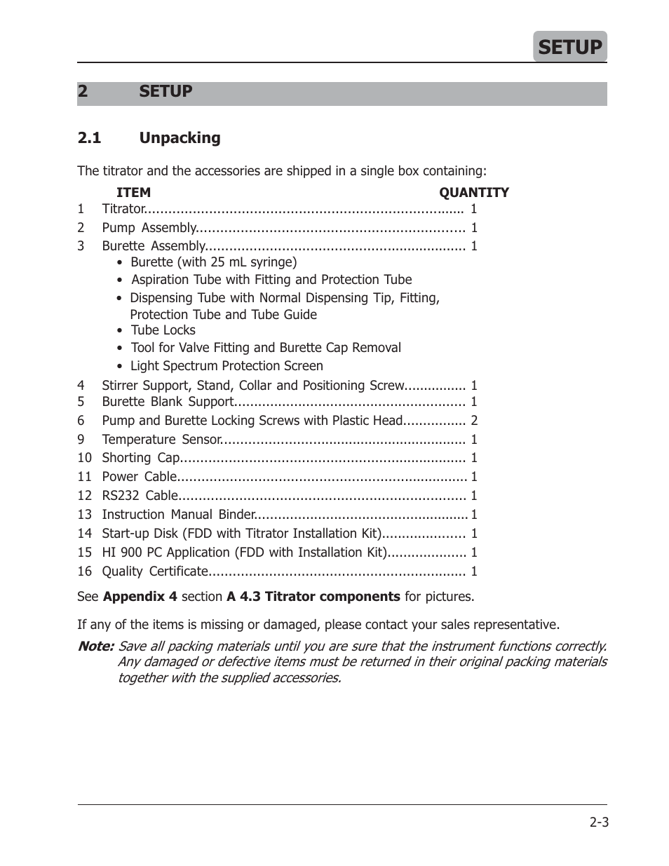 Setup, 2setup | Hanna Instruments HI 901 User Manual | Page 9 / 148