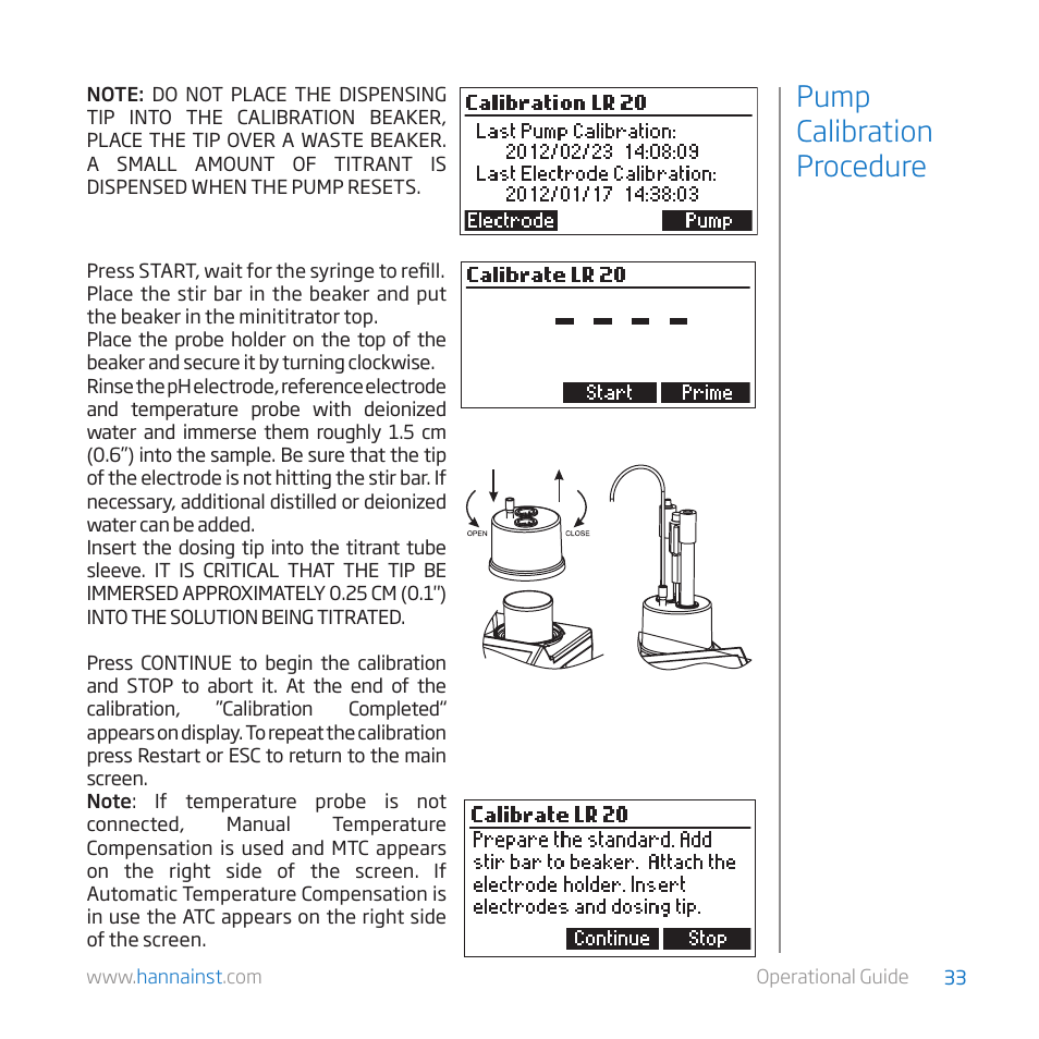 Pump calibration procedure | Hanna Instruments HI 84529-01 User Manual | Page 33 / 54