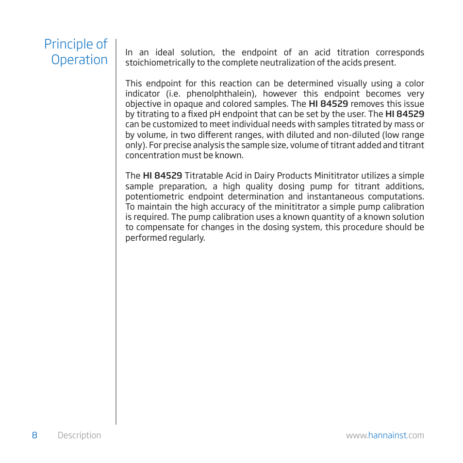Principle of operation | Hanna Instruments HI 84529-01 User Manual | Page 8 / 54