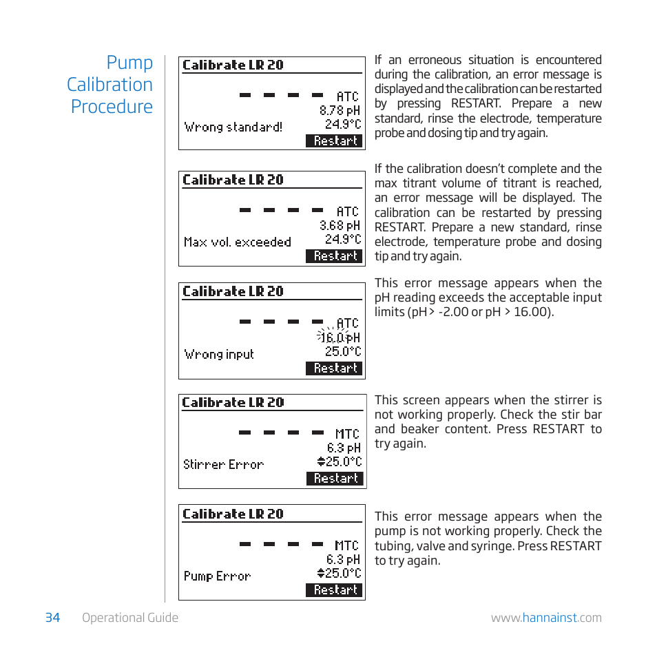 Pump calibration procedure | Hanna Instruments HI 84529 User Manual | Page 34 / 54