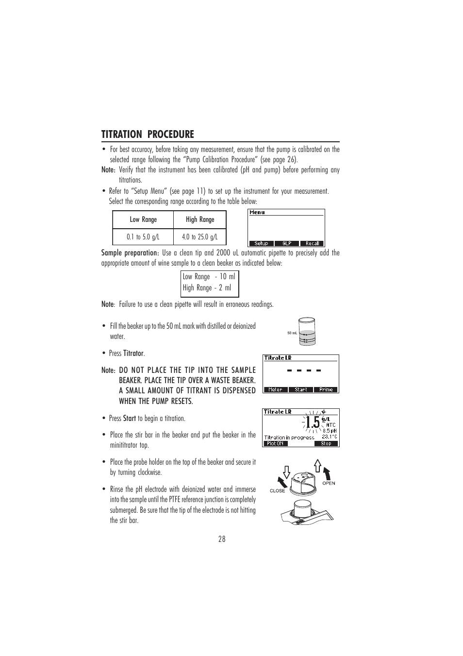 Titration procedure | Hanna Instruments HI 84502 User Manual | Page 28 / 44