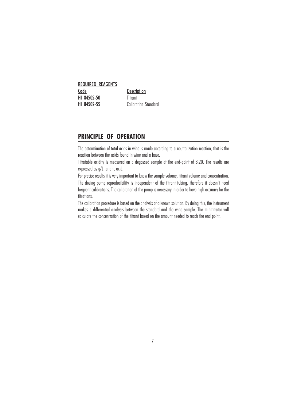 Principle of operation | Hanna Instruments HI 84502 User Manual | Page 7 / 44