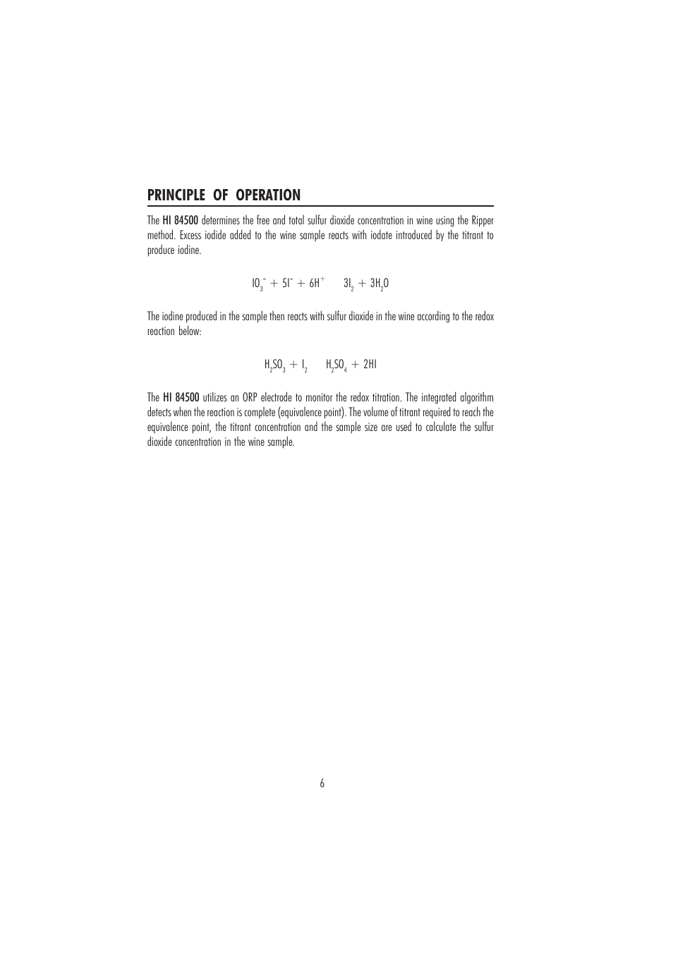 Principle of operation | Hanna Instruments HI 84500 User Manual | Page 6 / 36