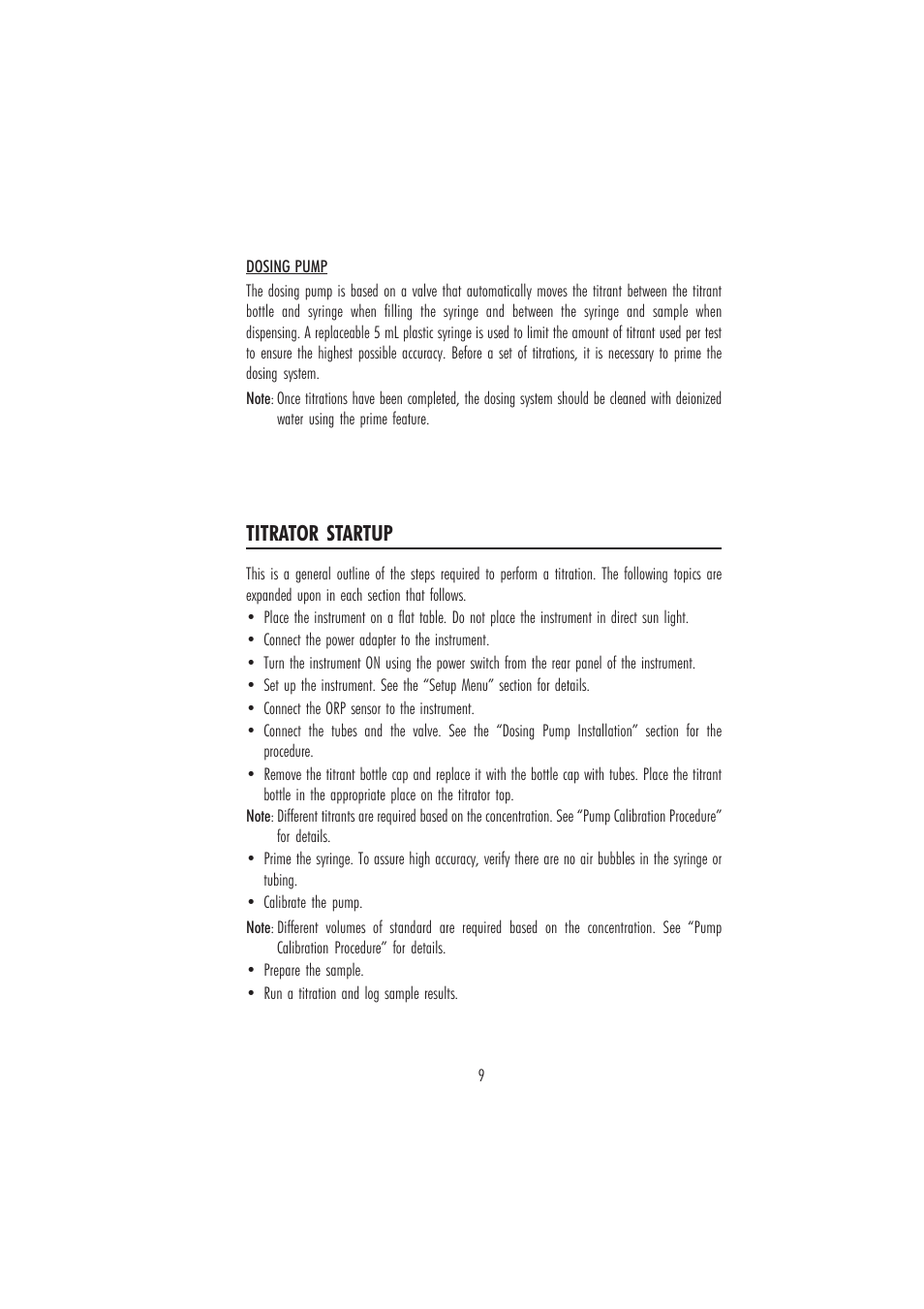 Titrator startup | Hanna Instruments HI 84500 User Manual | Page 9 / 36