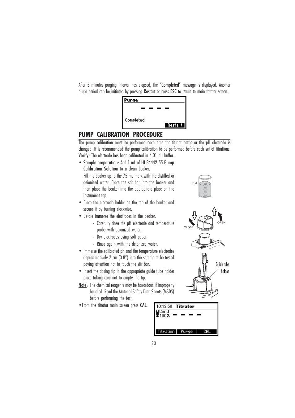 Pump calibration procedure | Hanna Instruments HI 84442 User Manual | Page 23 / 40