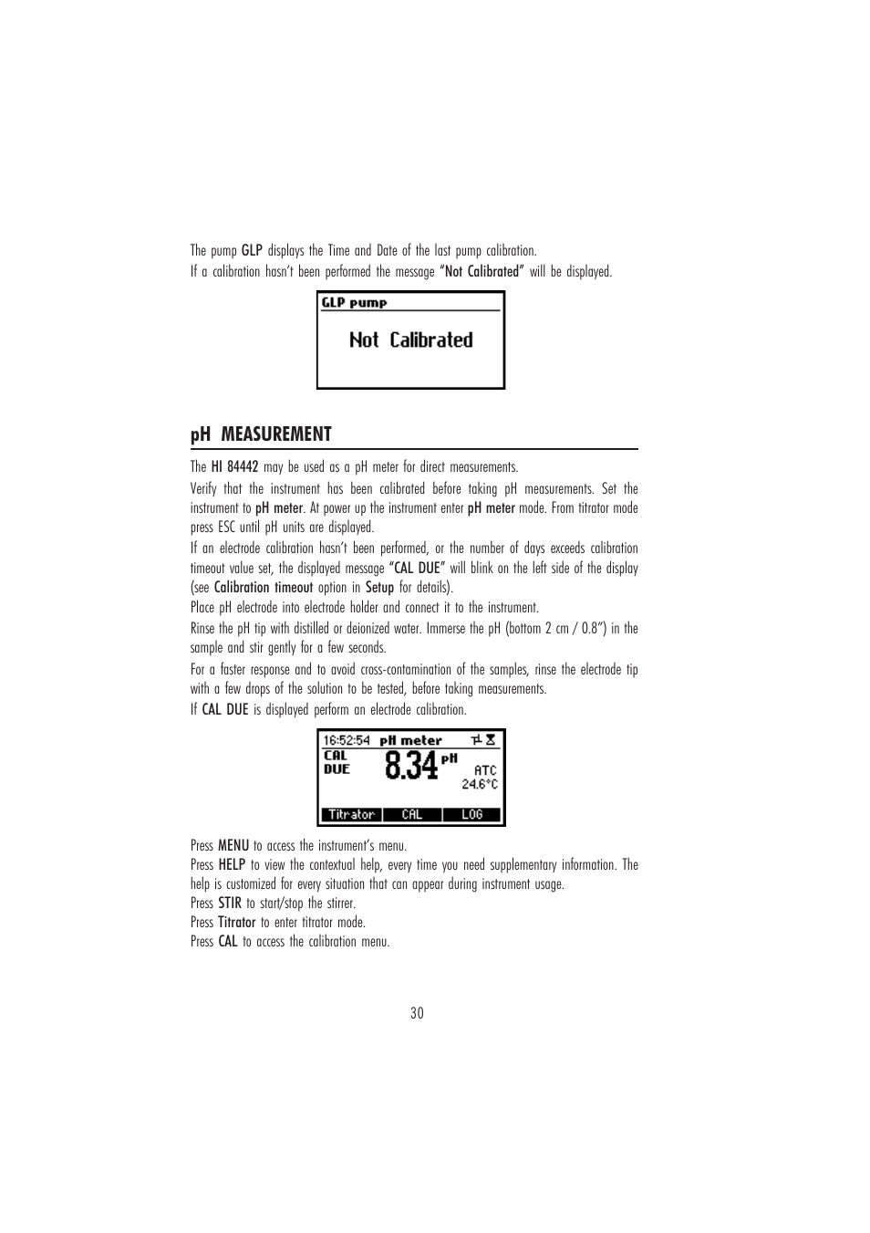 Ph measurement | Hanna Instruments HI 84442 User Manual | Page 30 / 40