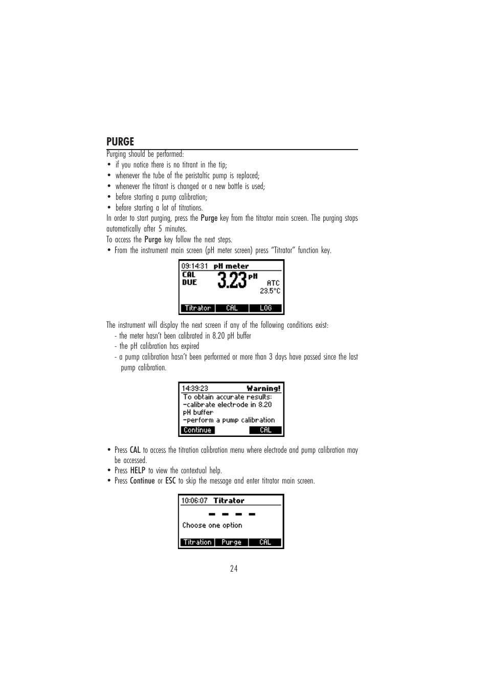 Purge | Hanna Instruments HI 84432 User Manual | Page 24 / 44