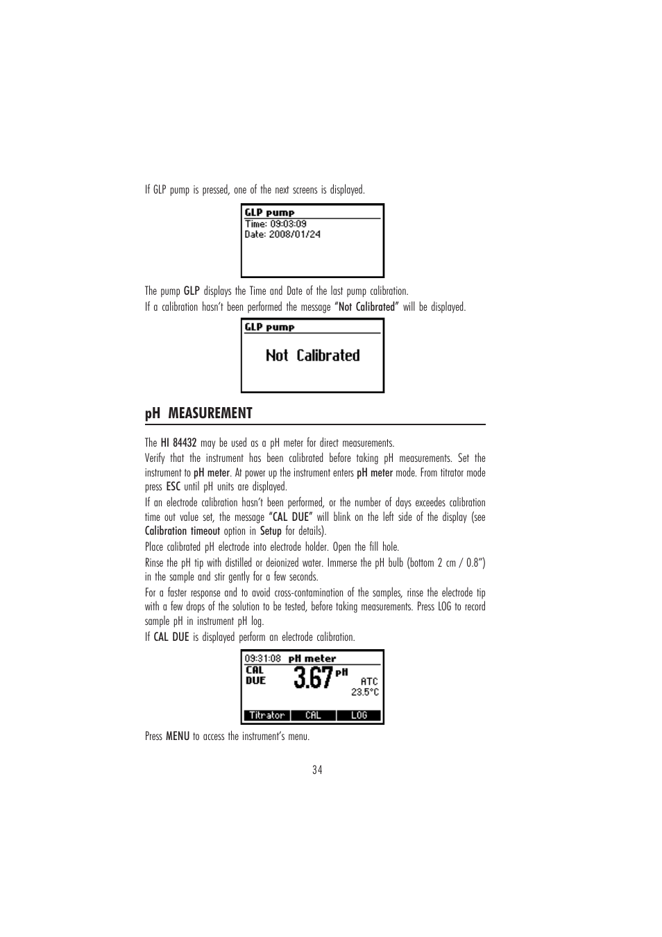 Ph measurement | Hanna Instruments HI 84432 User Manual | Page 34 / 44