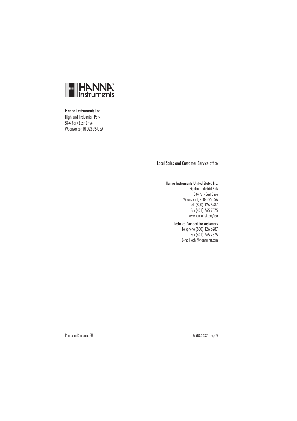 Hanna Instruments HI 84432 User Manual | Page 44 / 44