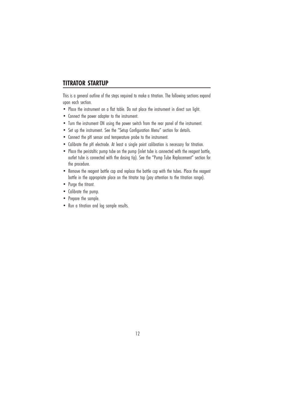 Titrator startup | Hanna Instruments HI 84431 User Manual | Page 12 / 44