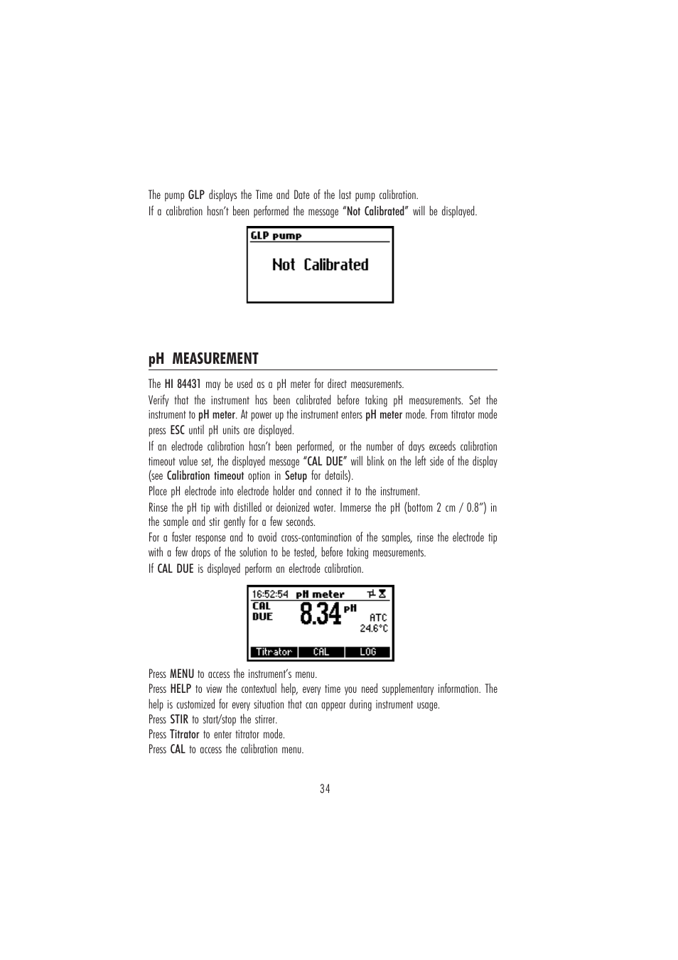 Ph measurement | Hanna Instruments HI 84431 User Manual | Page 34 / 44