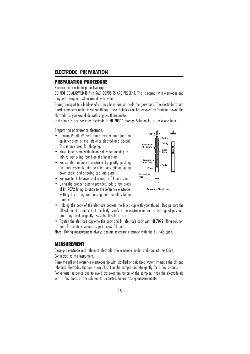 Electrode preparation | Hanna Instruments HI 84429 User Manual | Page 18 / 44