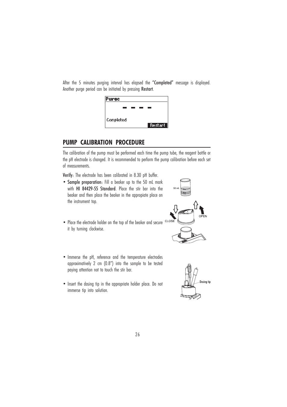 Pump calibration procedure | Hanna Instruments HI 84429 User Manual | Page 26 / 44