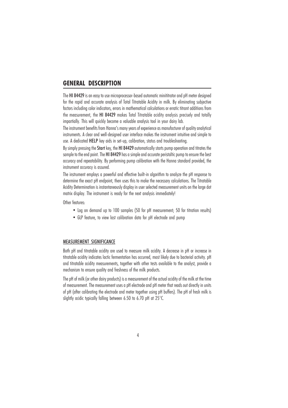 General description | Hanna Instruments HI 84429 User Manual | Page 4 / 44