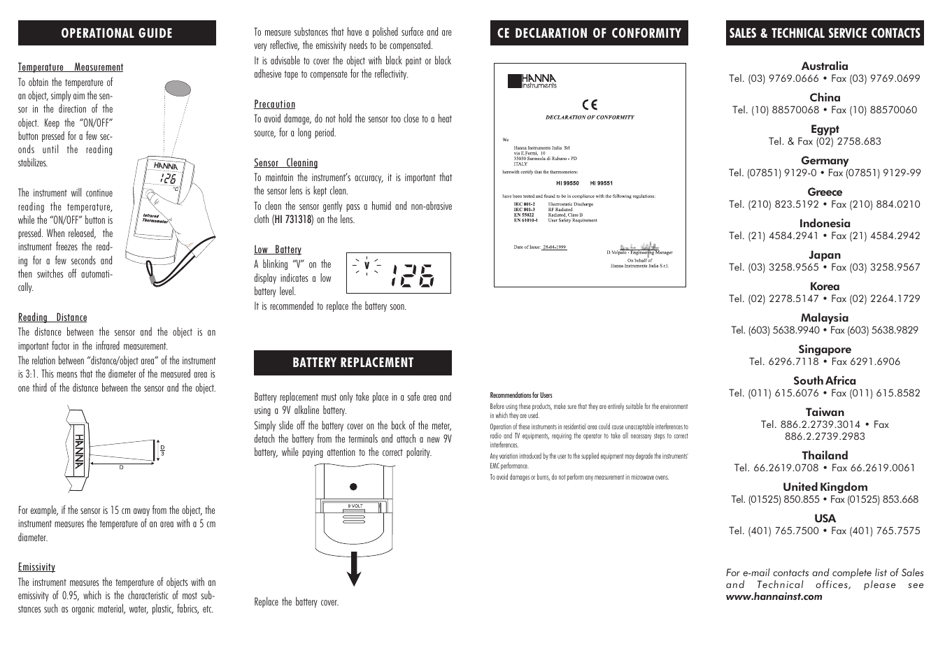 Hanna Instruments HI 99550-00 User Manual | Page 2 / 2