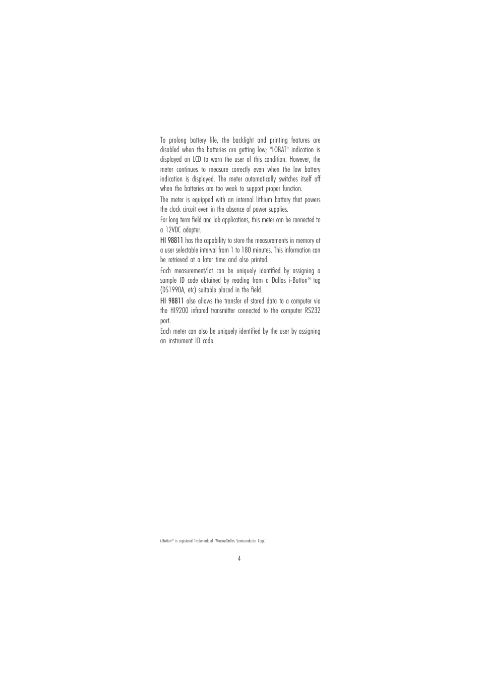 Hanna Instruments HI 98811 User Manual | Page 4 / 28