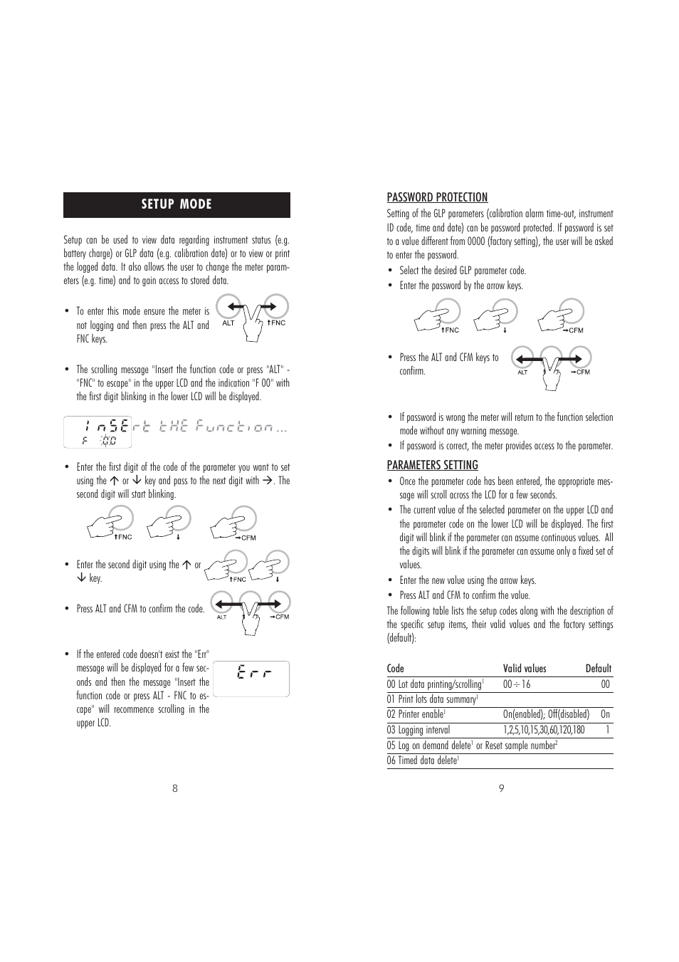 Setup mode | Hanna Instruments HI 98701 User Manual | Page 5 / 17