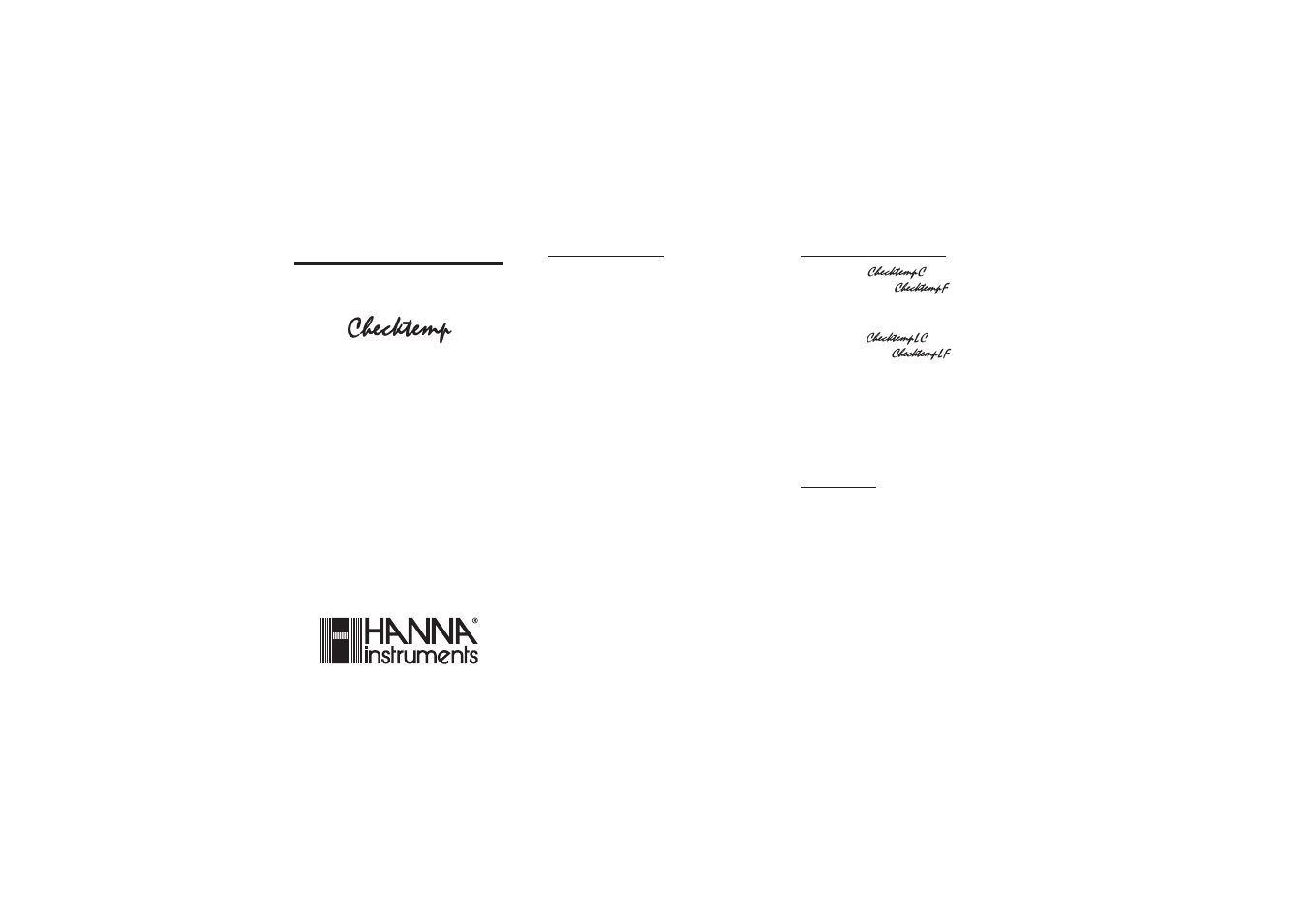 Hanna Instruments HI 98501 User Manual | 2 pages