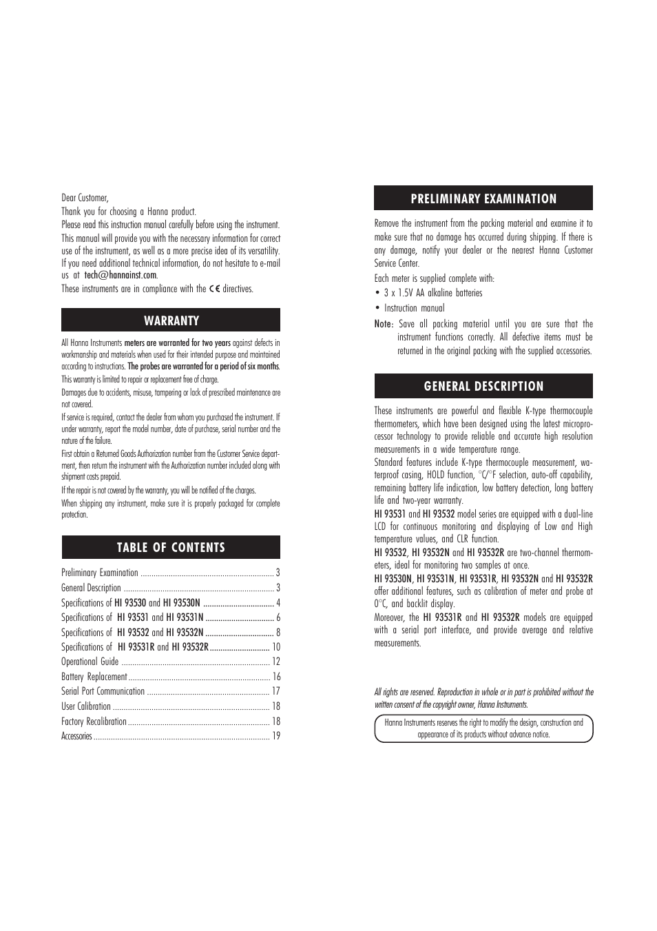Hanna Instruments HI 93530 User Manual | Page 2 / 11