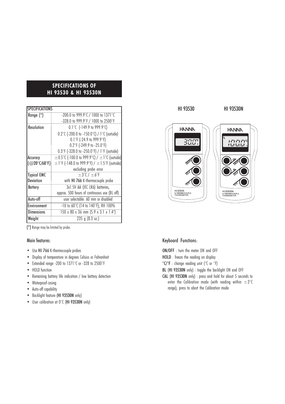 Hanna Instruments HI 93530 User Manual | Page 3 / 11