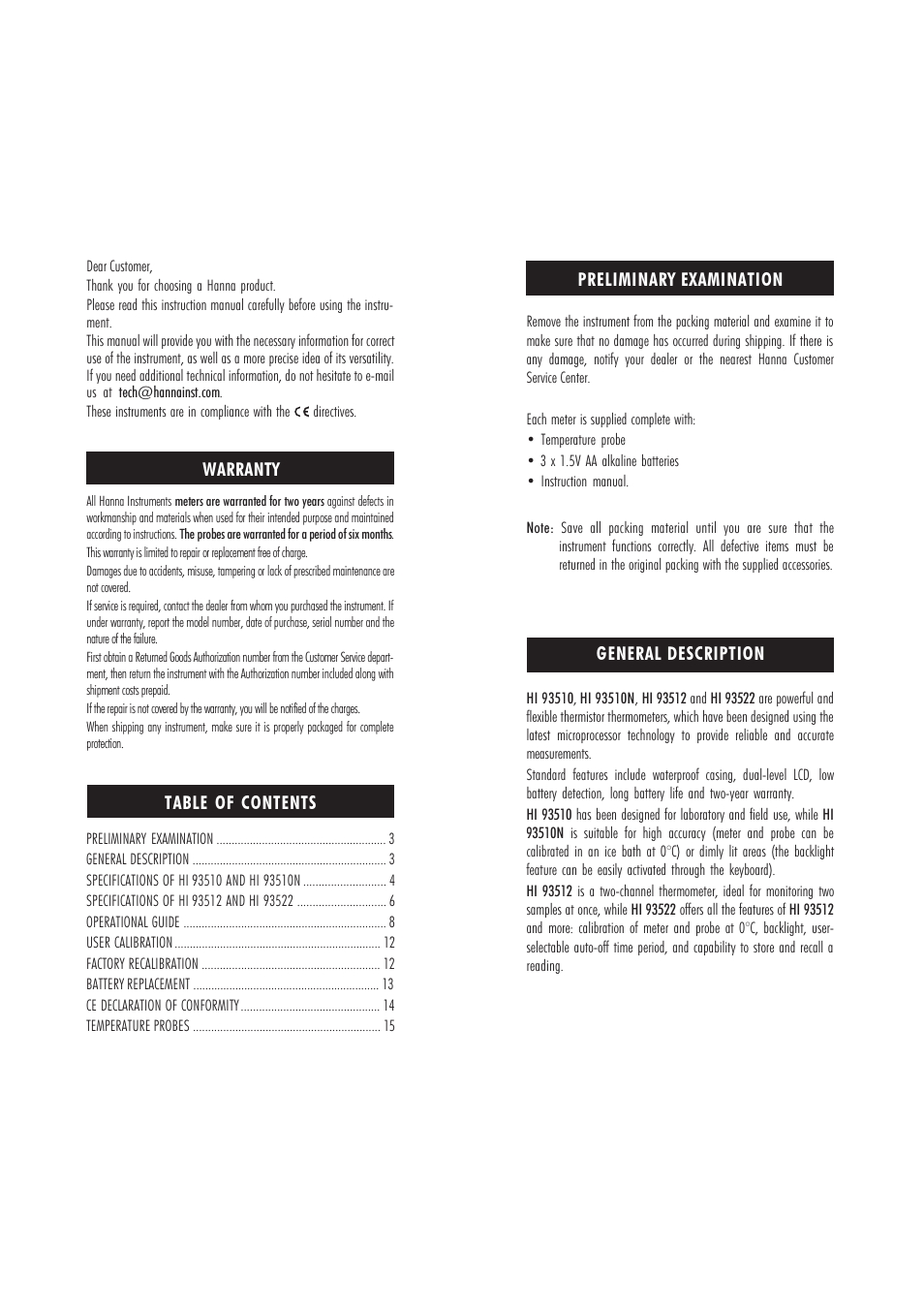 Hanna Instruments HI 93510 User Manual | Page 2 / 9