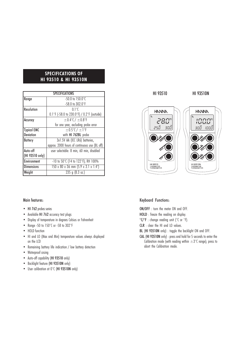 Hanna Instruments HI 93510 User Manual | Page 3 / 9