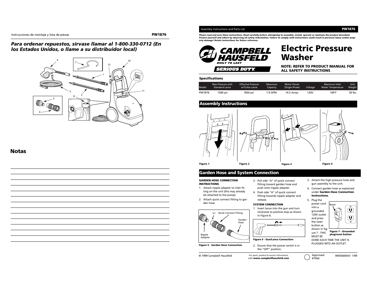 Campbell Hausfeld PW1876 User Manual | 4 pages