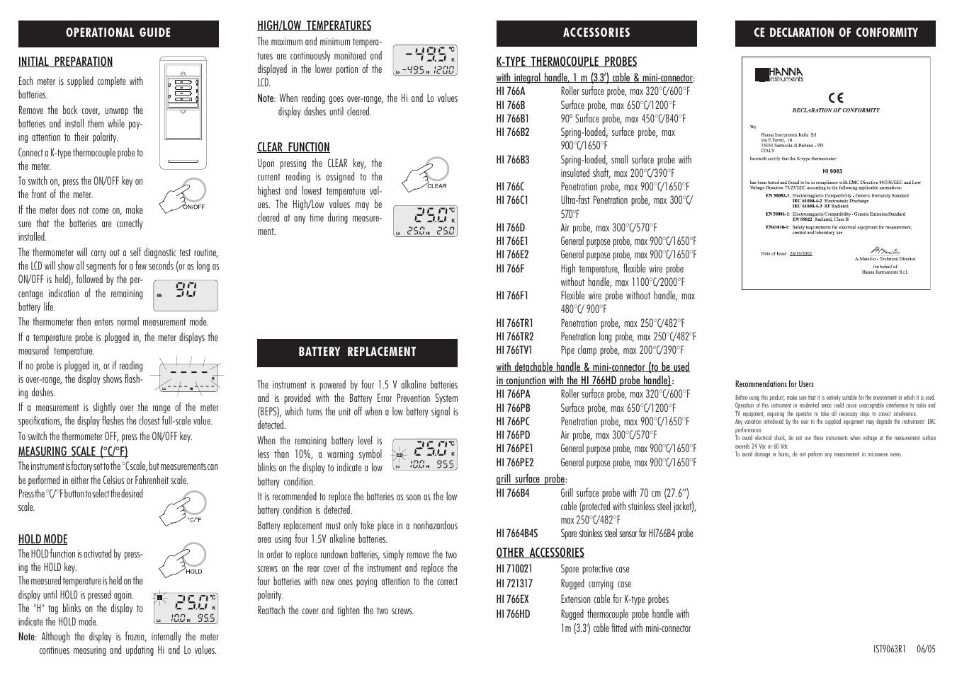 Hanna Instruments HI 9063 User Manual | Page 2 / 2