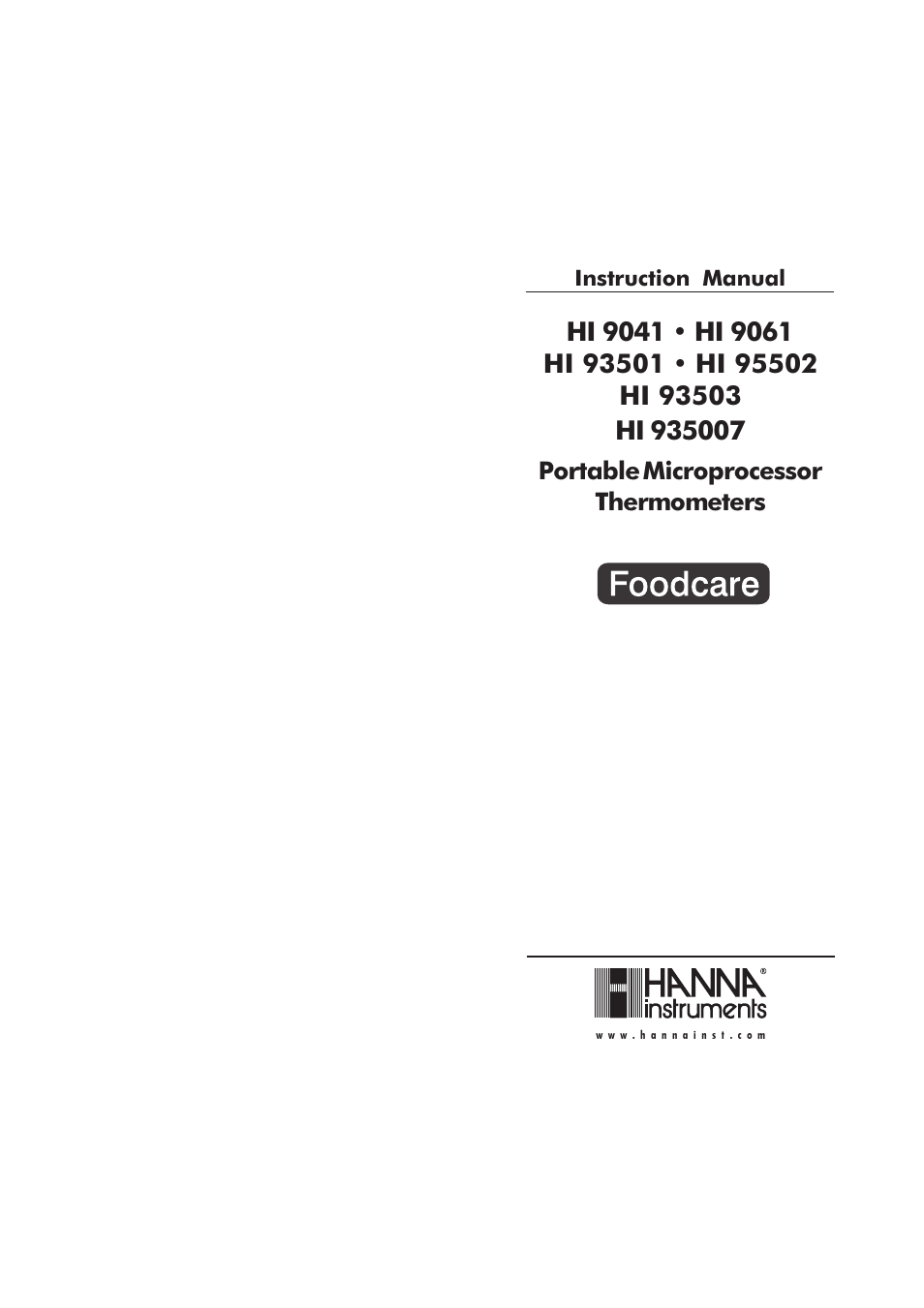 Hanna Instruments HI 9041 User Manual | 9 pages