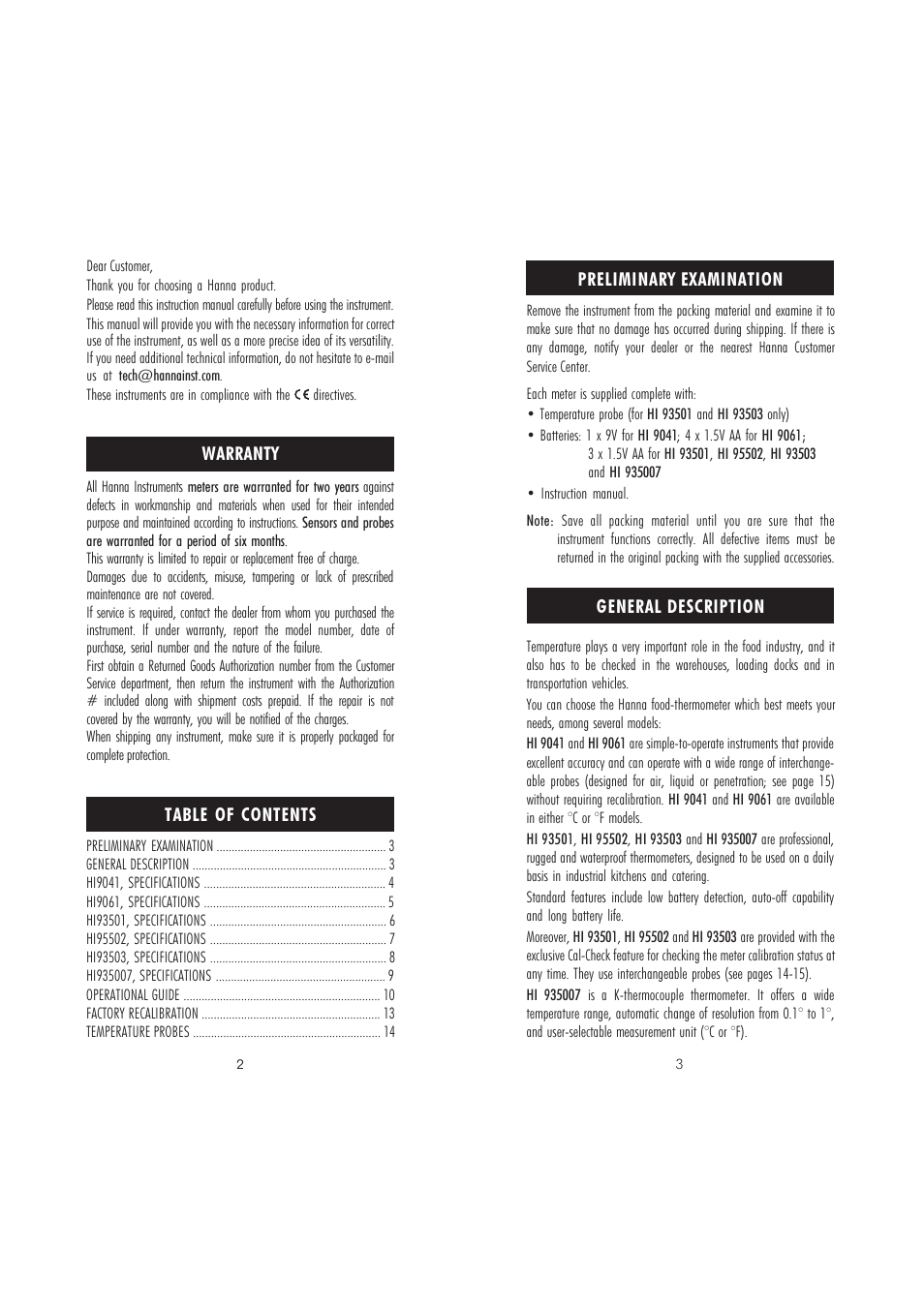 Hanna Instruments HI 9041 User Manual | Page 2 / 9
