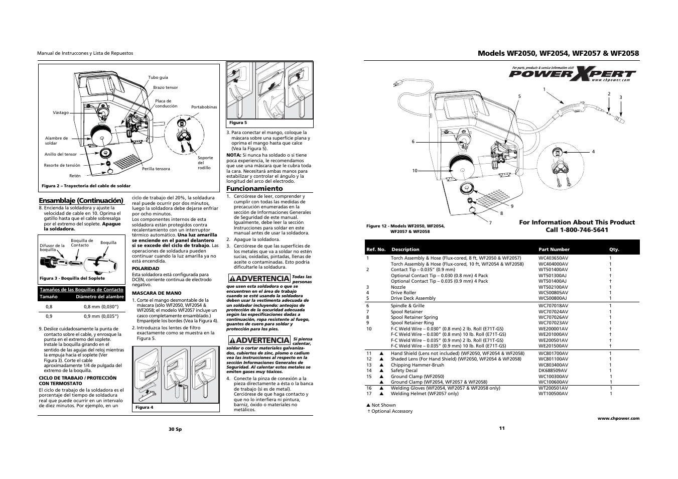Advertencia | Campbell Hausfeld WF2058 User Manual | Page 11 / 20