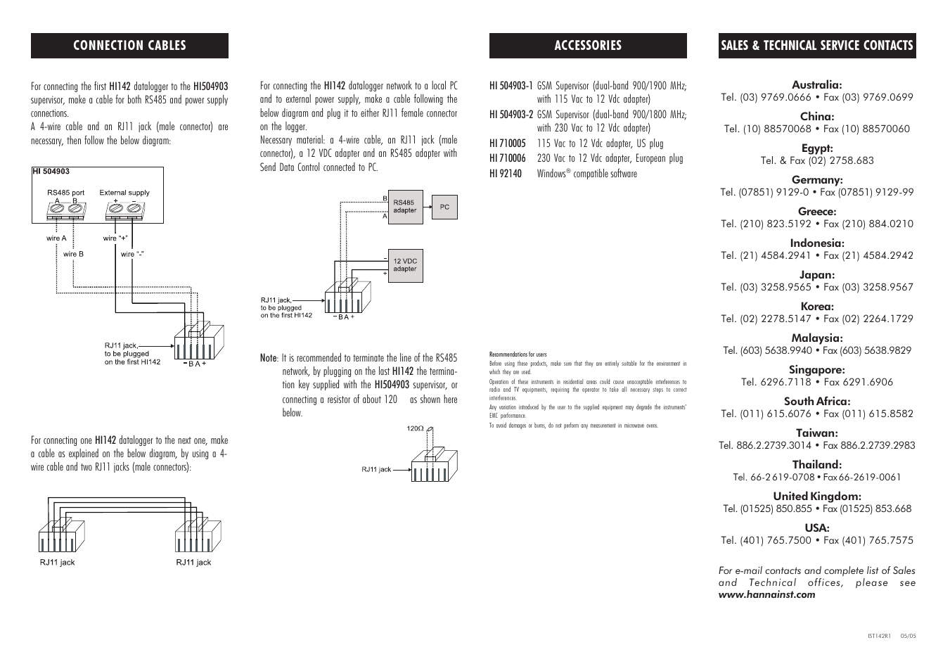 Hanna Instruments HI 142 Series User Manual | Page 2 / 2