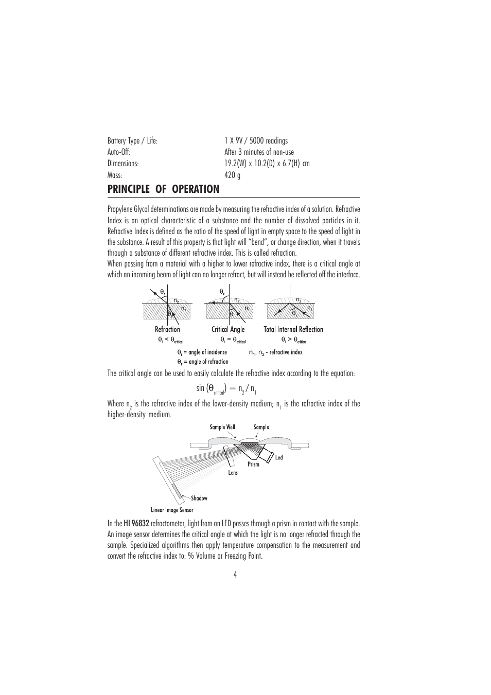 Principle of operation | Hanna Instruments HI 96832 User Manual | Page 4 / 12