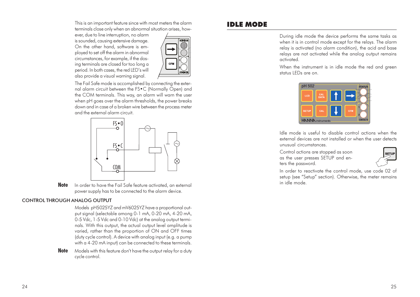 Idle mode | Hanna Instruments mV 602 Series User Manual | Page 13 / 37