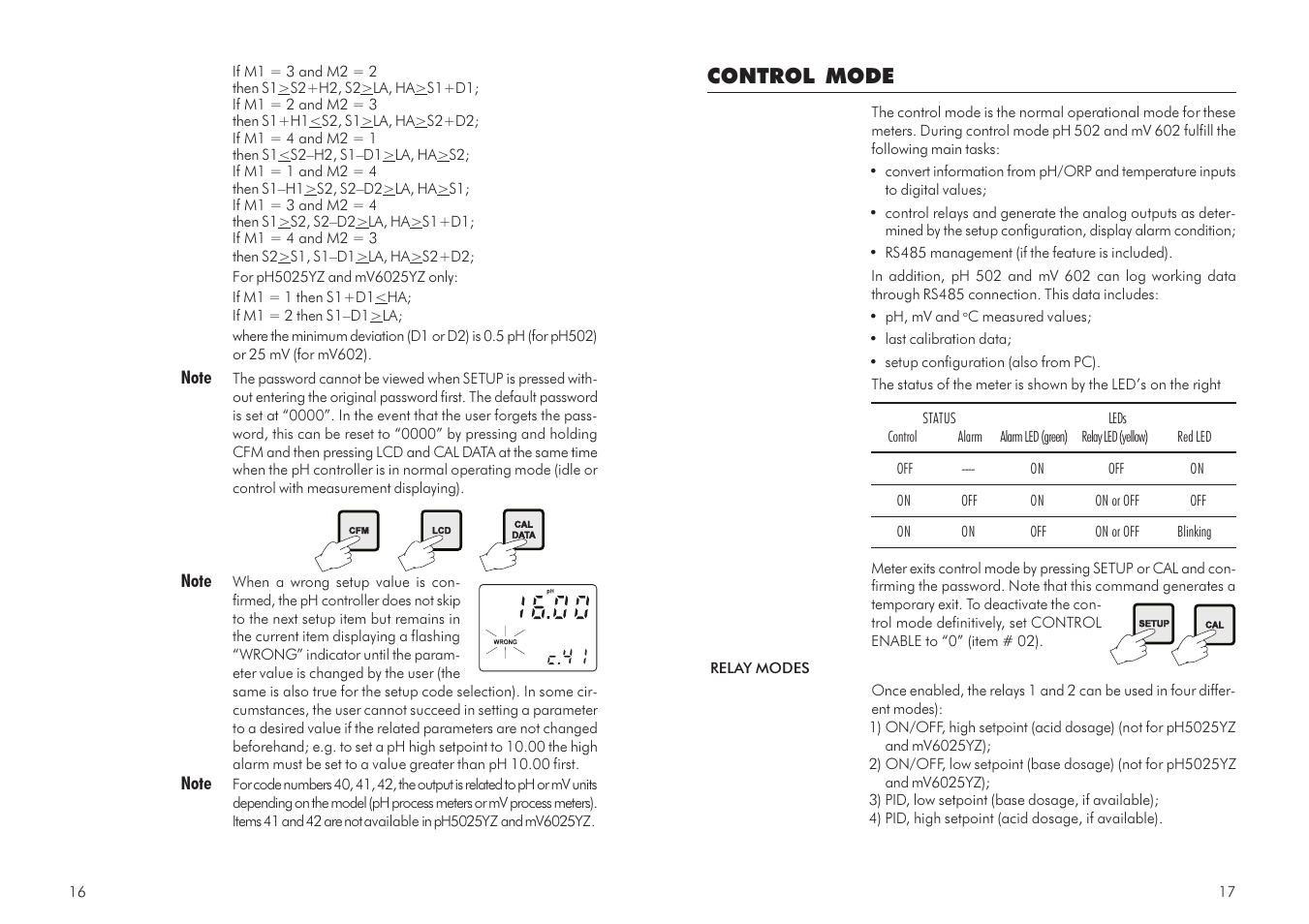 Control mode | Hanna Instruments mV 602 Series User Manual | Page 9 / 37