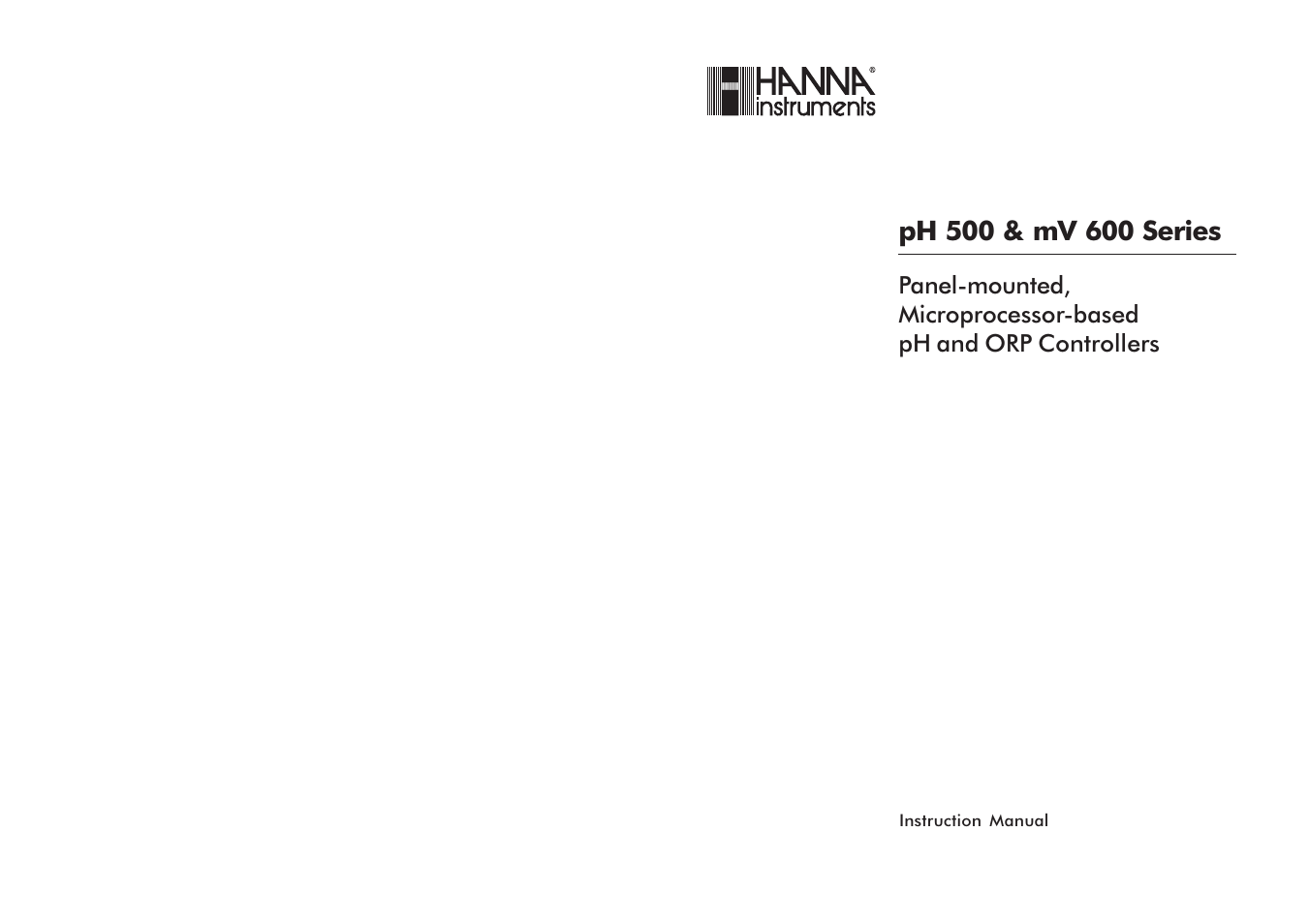 Hanna Instruments mV 600 Series User Manual | 33 pages
