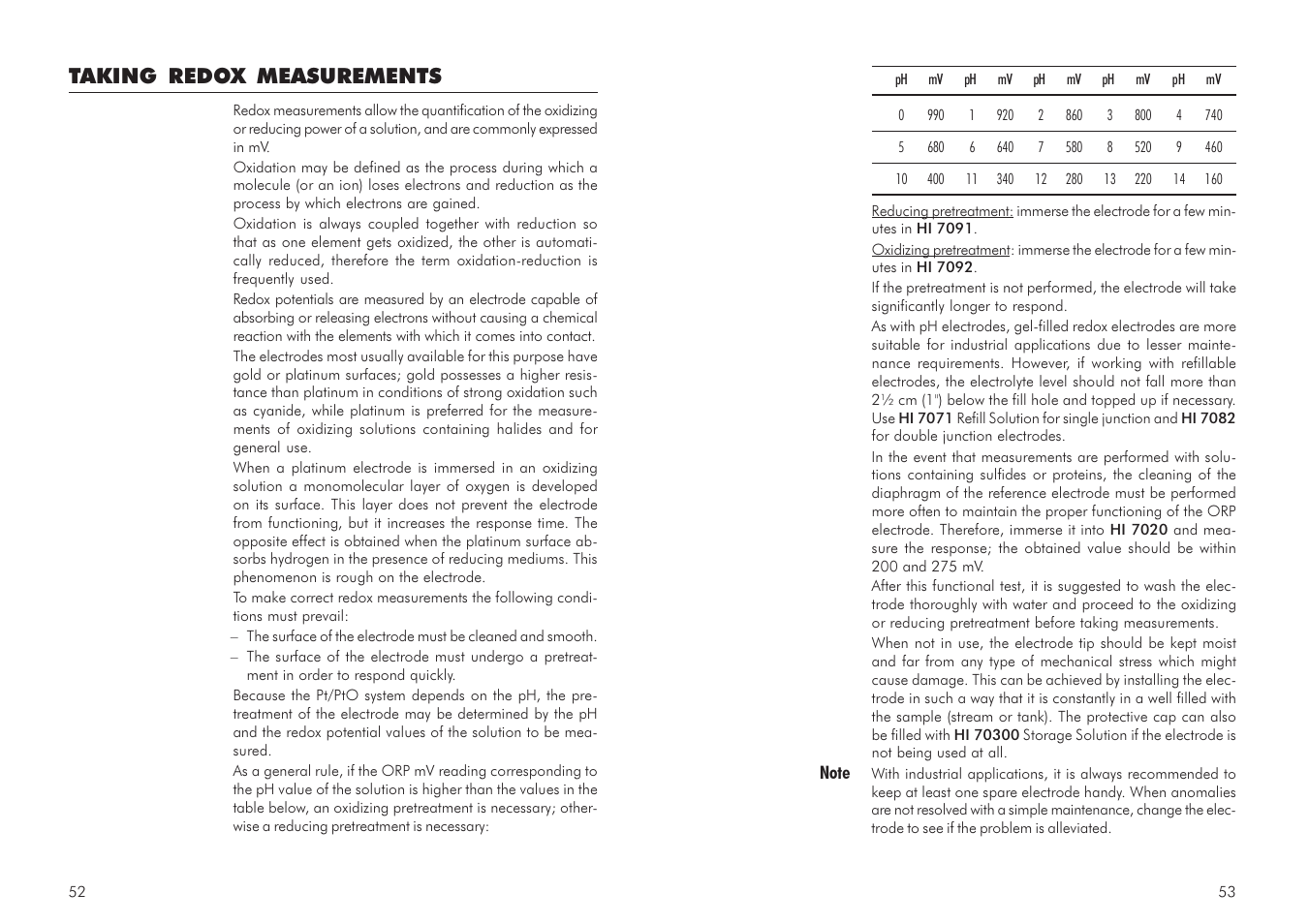 Taking redox measurements | Hanna Instruments mV 600 Series User Manual | Page 27 / 33