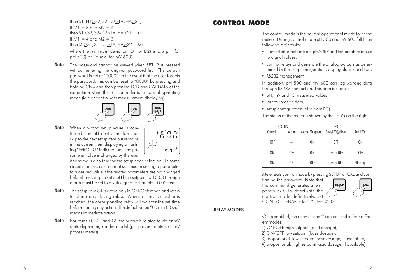 Control mode | Hanna Instruments mV 600 Series User Manual | Page 9 / 33